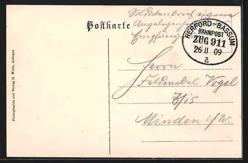AK Schwaförden, Gasthaus von Fritz Mohrmann, Geschäft von J. H. Strahmann und Molkerei