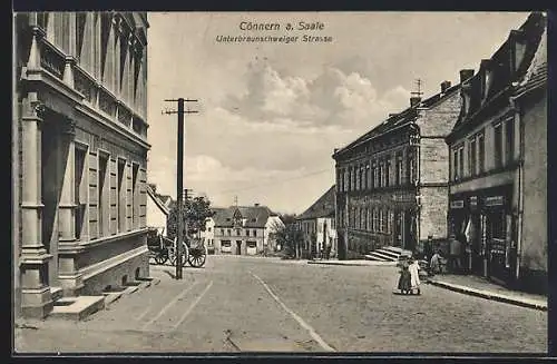 AK Cönnern a. Saale, Geschäft von Carl Schulze in der Unterbraunschweiger Strasse