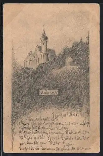 Künstler-AK Handgemalt: Andechs, Blick auf das Kloster