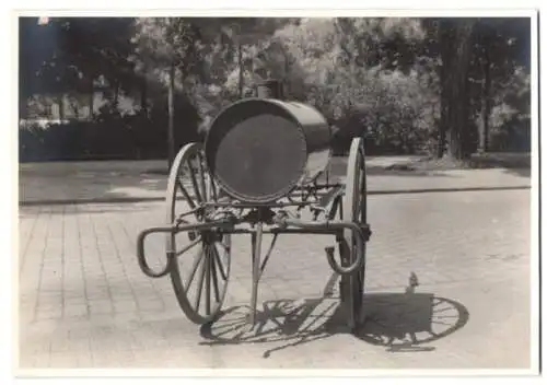 Fotografie Tankwagen / Kutschwagen mit Tank, Wagenfabrik Karl Weinberger Zeppelinstrasse 71 in München