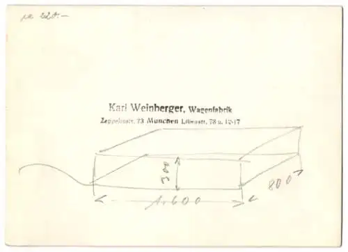 Fotografie Kutschwagen, Wagenfabrik Karl Weinberger Zeppelinstrasse 71 in München auf dem Fabrikhof