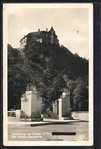 AK Rosenburg am Kamp, Ortspartie mit Schloss Rosenburg