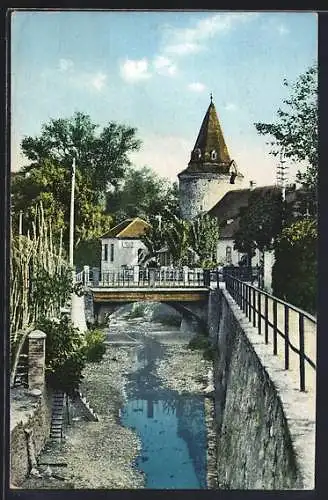 AK Horn, Blick auf den Flusslauf und eine Brücke