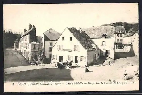 AK Rochefort, Coupe Gordon Bennett 1905, Circuit Michelin, Virage dans la traversée de Rochefort