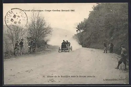 AK Circuit d`Auvergne, Coupe Gordon Bennett 1905, Route de la Baraque sous la Roche Percée, Autorennen