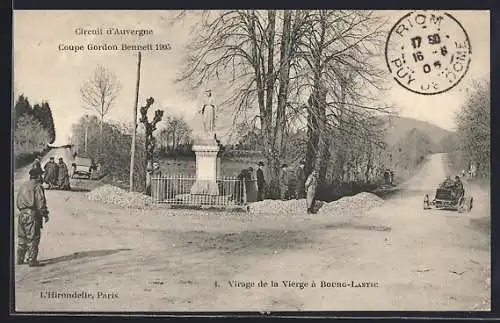 AK Circuit d`Auvergne, Coupe Gordon Bennett 1905, Virage de la Vierge à Bourg-Lastic, Autorennen