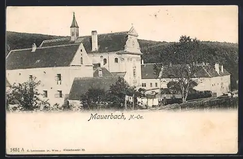 AK Mauerbach /N.-Oe., Ortspartie an der Kirche