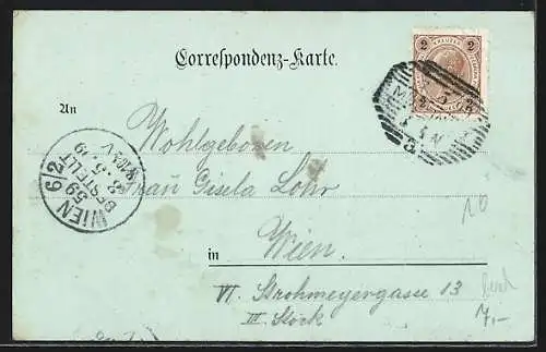 Mondschein-AK Mödling, Teilansicht mit Viadukt