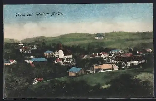 AK Zeillern /N.-Oe., Teilansicht aus der Vogelschau