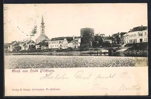 AK Pöchlarn, Teilansicht mit Flusspartie