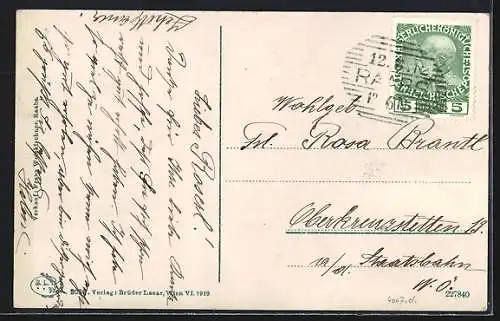 AK Raabs a. d. Thaya, Uferpartie mit Blick zum Schloss