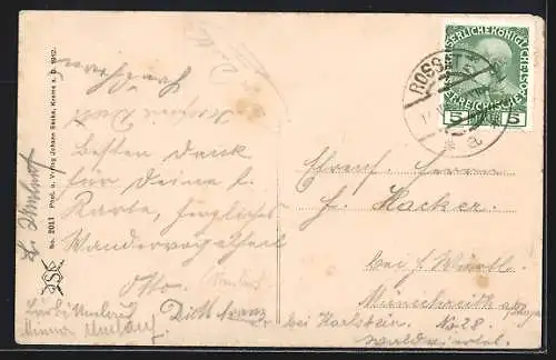 AK Rossatz in der Wachau, Ortsansicht mit Flusspartie