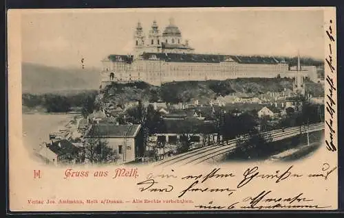 AK Melk, Ortsansicht mit Schloss