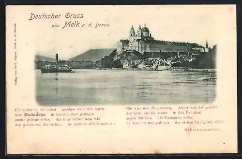 AK Melk a. d. Donau, Blick auf das Klostertstift