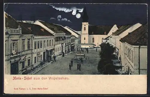 AK Maria-Taferl, Platz mit Blick zur Kirche bei Nacht