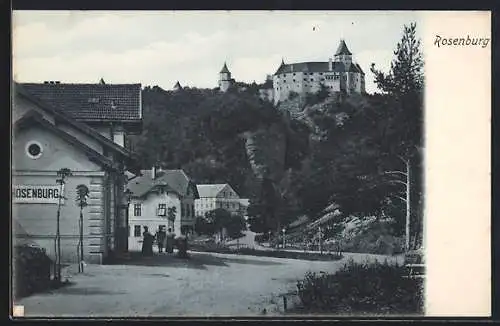 AK Rosenburg, Strassenpartie mit Blick zur Burg