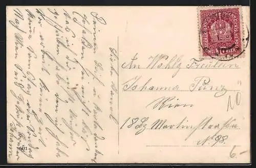 AK St. Pölten, Teilansicht mit Kirche und Strassenpartie