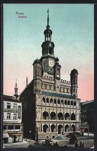 AK Posen / Poznan, Blick zum Rathaus