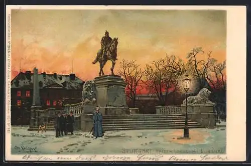 Künstler-AK Otto Strützel: Stuttgart, Kaiser-Wilhelm Denkmal im Winter