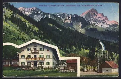 AK Fischbachau, Gasthaus Hammer mit Wendelstein
