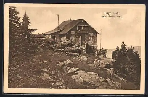 AK Arber-Schutz-Hütte mit Tannen
