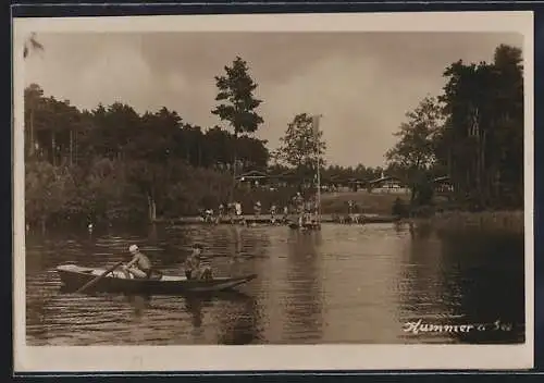 AK Hammer Am See / Hamr Na Jezere, Blick zur Badestelle, Ruderboot