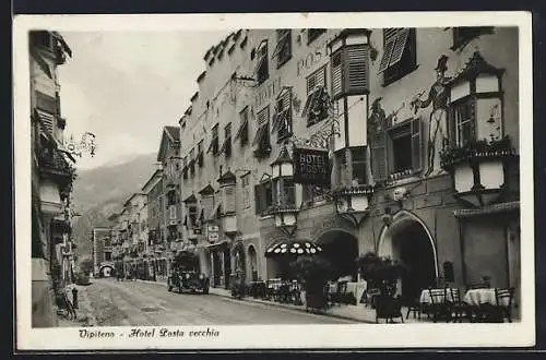 AK Vipiteno, Strassenpartie mit Hotel Posta Vecchia