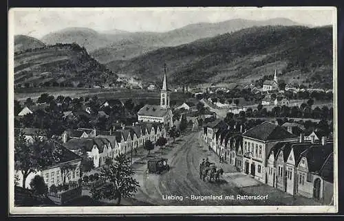 AK Mannersdorf an der Rabnitz, Liebing, Ortsansicht mit Kirche, Blick nach Rattersdorf