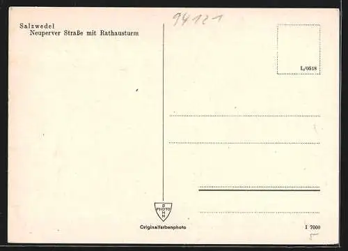 AK Salzwedel, Neuperverstrasse mit Rathausturm