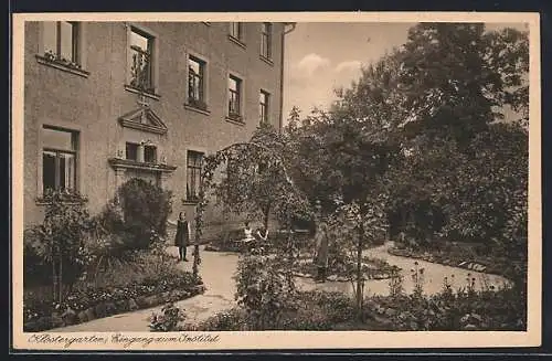 AK Volkach, Institut St. Maria, Klostergarten, Eingang zum Institut