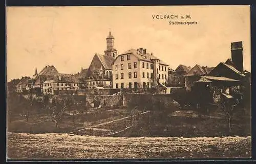 AK Volkach a. M., Stadtmauerpartie