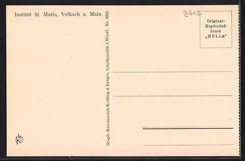 AK Volkach, Institut St. Maria, Klostergarten, Eingang zum Institut