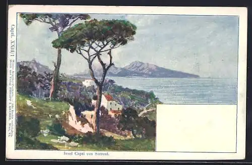 Künstler-AK Philipp + Kramer Nr. XXIII /1: Sorrent, Blick zur Insel Capri