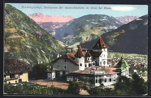 AK Gries bei Bozen, Gasthaus Reichrieglerhof von oben