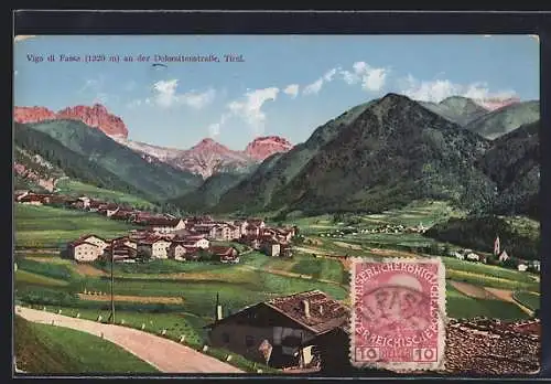 AK Vigo di Fassa, Ortsansicht an der Dolomitenstrasse