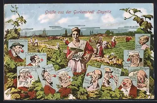 AK Liegnitz, Gurkennasen, Scherz