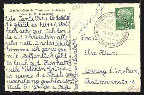 AK Volkach am Main, Wallfahrtskirche St. Maria a.d. Kirchberg