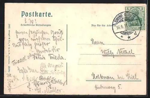 AK Swinemünde, Hafeneinfahrt mit Leuchtturm