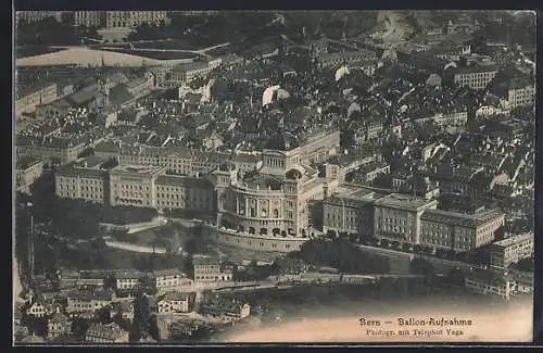 AK Bern, Teilansicht mit Schloss vom Ballon aus