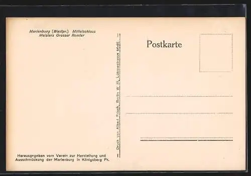 AK Marienburg / Malbork, Meisters Grosser Remter im Mittelschloss