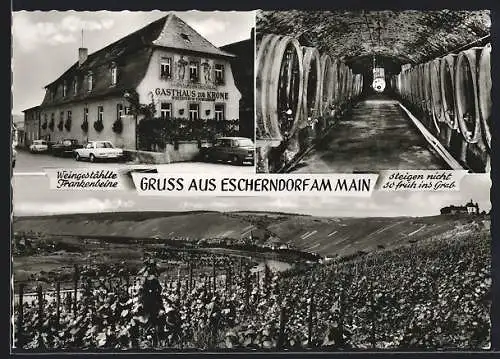AK Escherndorf a. Main, Gasthaus zur Krone, Weingebiet