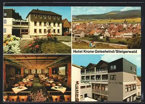 AK Geiselwind /Steigerwald, Gasthof Krone, Ortsansicht