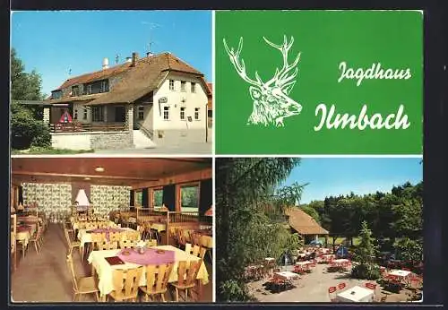 AK Prichsenstadt /Steigerwald, Gasthaus Jagdhaus Ilmbach, Innenansicht, Terrasse