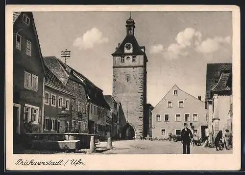 AK Prichsenstadt /Ufr., Blick zum Uhrenturm