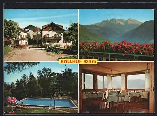 AK Kampenn-Kohlern bei Bozen, Landgasthof-Pension Röllhof, Innenansicht, Schwimmbecken