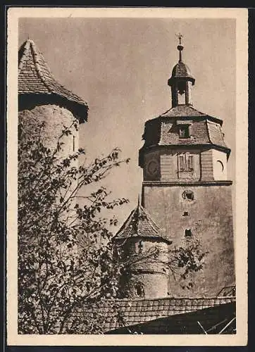 AK Mainbernheim, Teilansicht der Stadtmauer