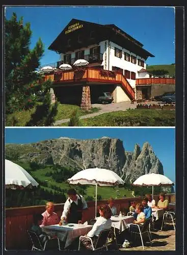 AK Seis am Schlern, Seiser Alm, Hotel Urthaler mit Terrasse