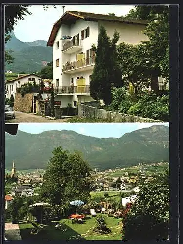 AK Kaltern, Hotel-Pension Haus Sölva, Schiessstandweg 1A, Blick in den Garten