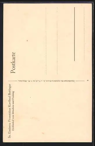 AK Se. Eminzenz Franziskus Kardinal Bettinger, Erzbischoff von München und Freiburg