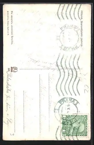 Künstler-AK Jaroslav Setelik: Prag, Staromestská radnice